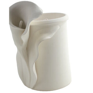 Vintage Handmade Calla Lily Ceramic Vase White Cream Matte Signed 1992